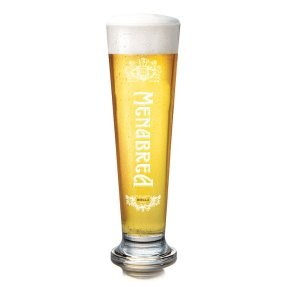 Svenska ölglas med bryggeriernas logotyp
